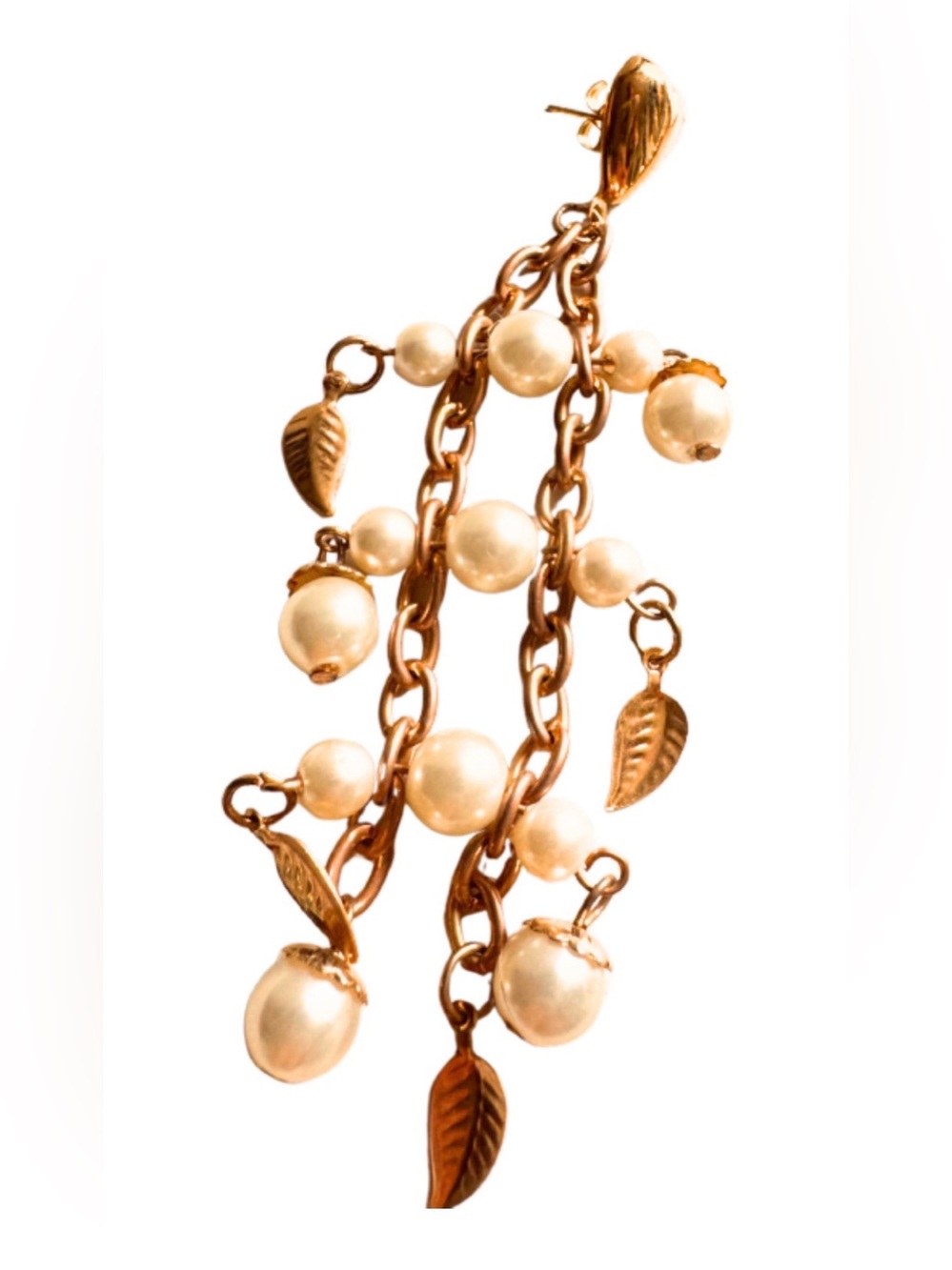 Faux Pearl and Chain Earrings - Picture 2 of 2